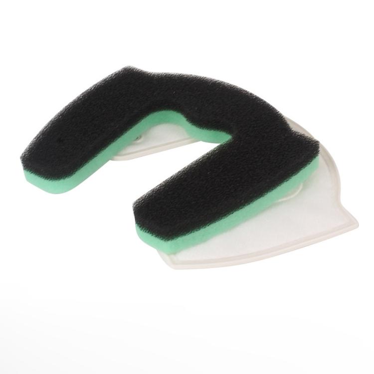 Vacuum HEPA filter replacement pad with black foam and green insert in white frame