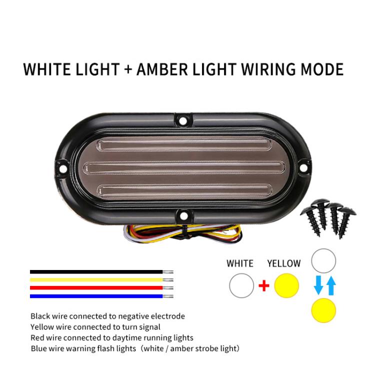 Dual-color LED trailer taillight with wiring leads and included mounting screws