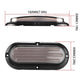 Dual-color LED trailer taillight size view with clear oval lens and black housing