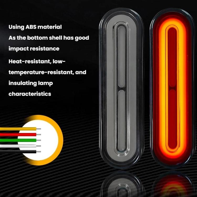 LED tail light with illuminated red vertical light guide in oval black housing