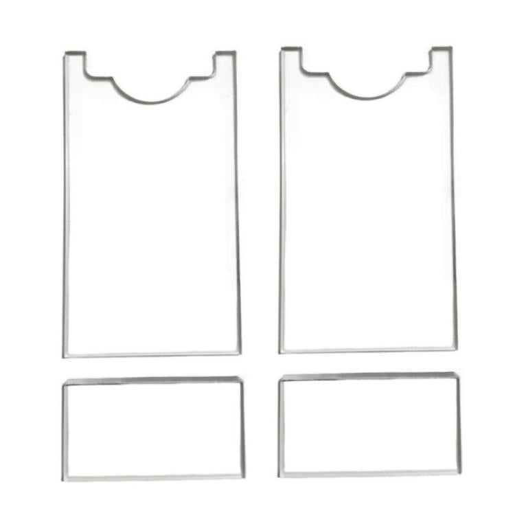 Acrylic sofa mattress baffle gasket set, four white cutout pieces with curved notch