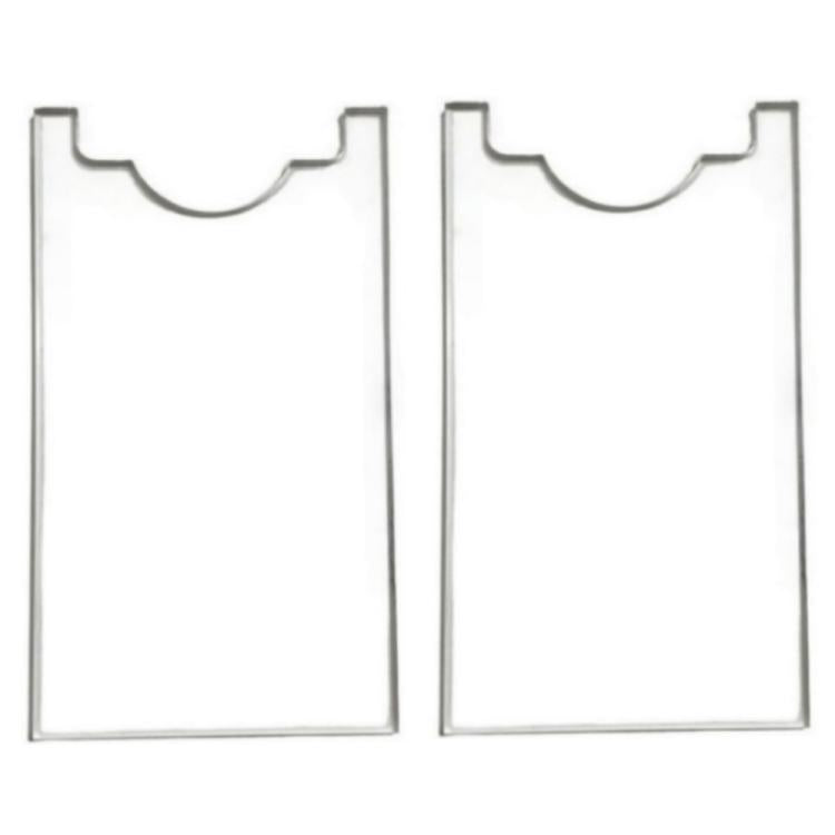 Acrylic sofa mattress baffle gasket, two white cutout pieces with curved top notch