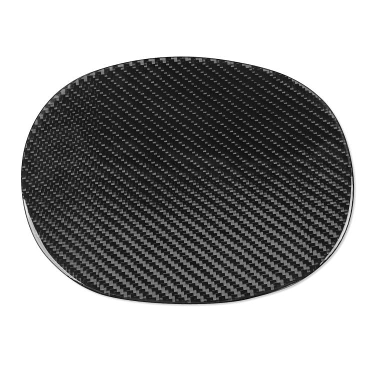 Decorative fuel tank cap sticker, oval carbon-fiber pattern, black finish