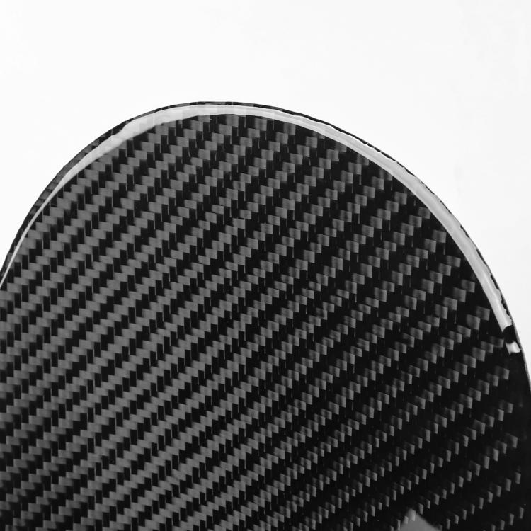 Decorative fuel tank cap sticker, oval carbon-fiber texture, black with silver edge