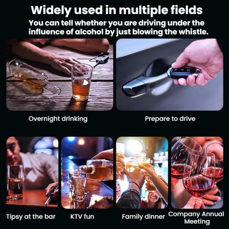 Blue breath alcohol tester handheld device with display and nozzle
