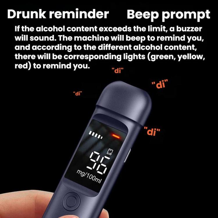 Portable breath alcohol tester with illuminated display and status light on dark body