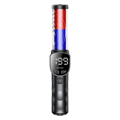 Handheld digital alcohol tester with blue-red indicator tube and LCD reading panel