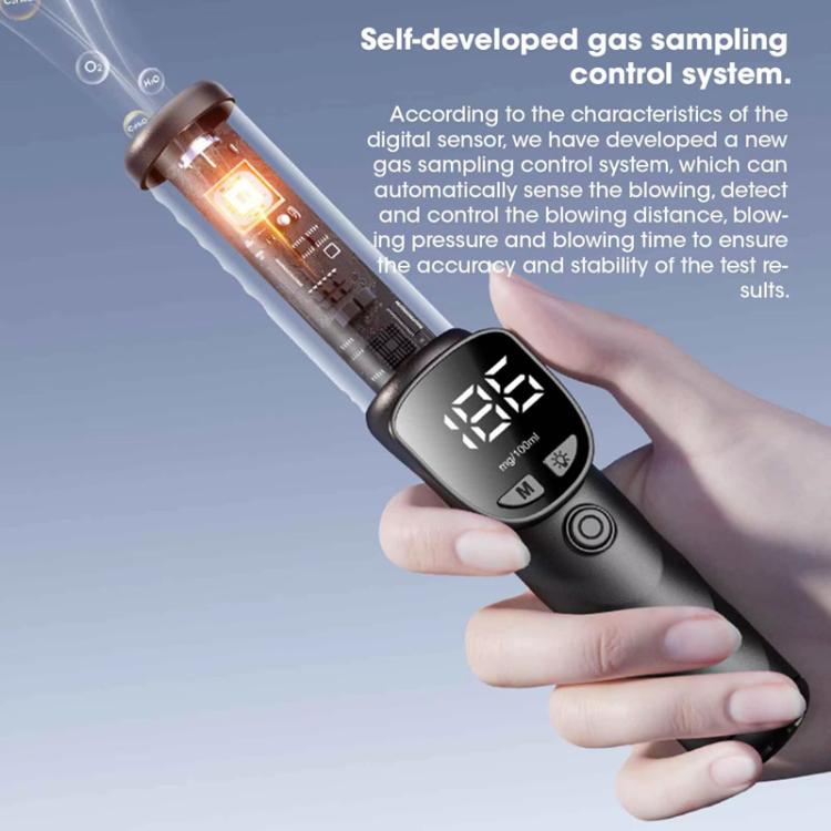 Handheld breath alcohol tester with illuminated sensor window and LCD display