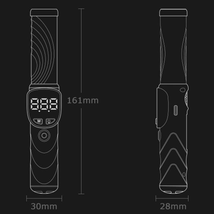 Alcohol tester dimensions diagram showing compact handheld device and LCD display