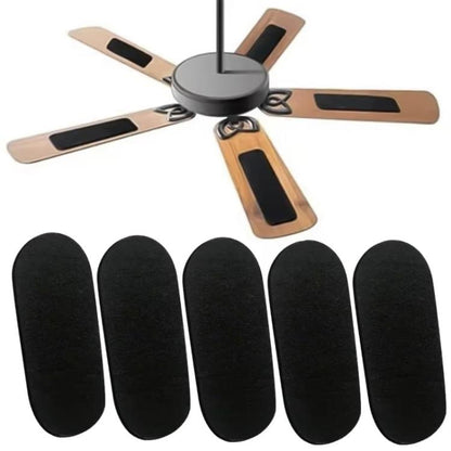 Set of five black activated carbon air filter pads, oval shape for ceiling fan blades