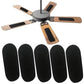 Set of five black activated carbon air filter pads, oval shape for ceiling fan blades