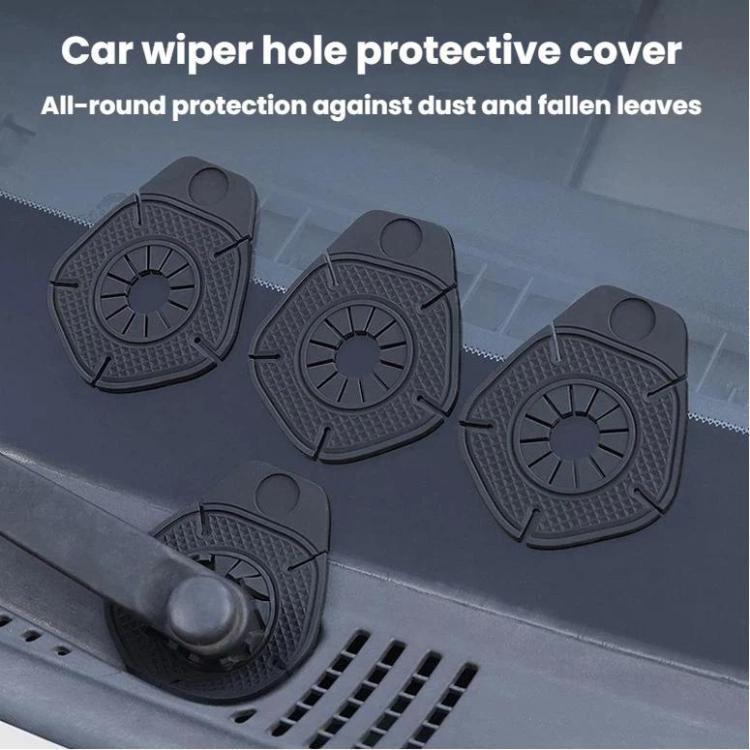 Black wiper hole protective covers set, molded round covers for car vents
