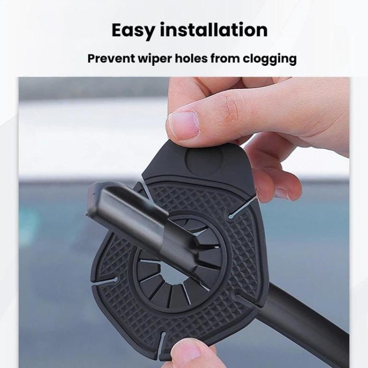 Black wiper hole protective cover with tab, easy snap-on installation