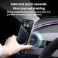Black magnetic dashboard phone holder with a smartphone on the magnetic mount