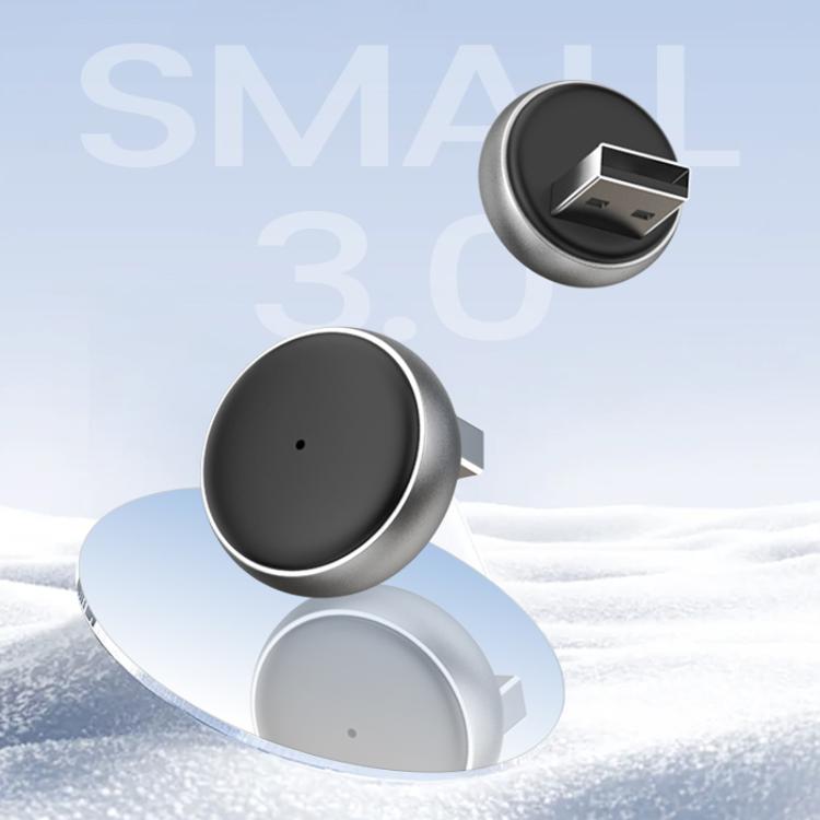 Wireless car adapter module, black puck with silver rim and gray mount