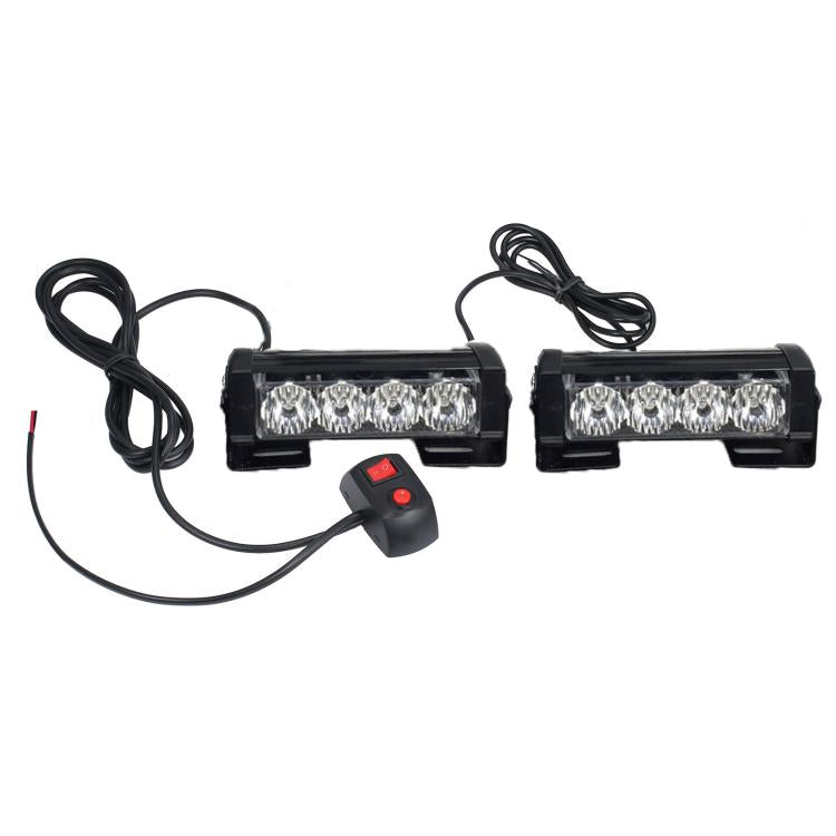 Car flashing warning light kit with two LED bars, wiring, and remote switch control