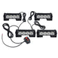 Four LED warning light bars with black housings, bundled wiring, and remote switch