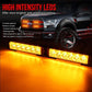 Flashing warning light bar with yellow LED strips and mounting clips
