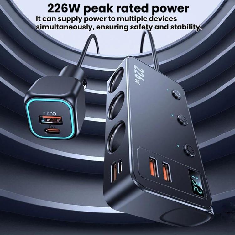 Car charger adapter with LED digital panel and two USB charging ports