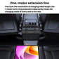 Long extension car cigarette lighter charger with 228W hub, USB ports, and display
