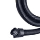Ribbed black vacuum hose with end connector and rubber collar