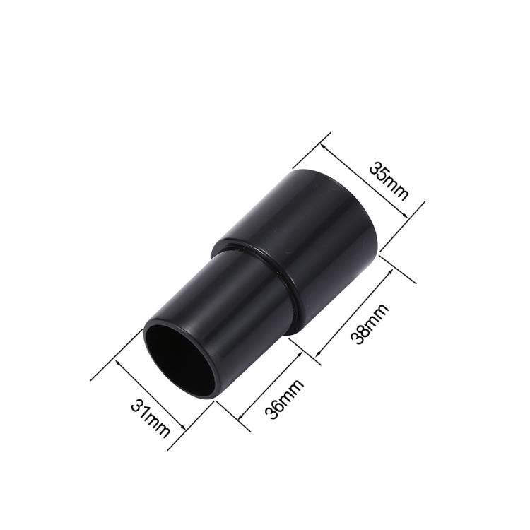 Vacuum nozzle adapter sleeve with dimensions, black connector tube