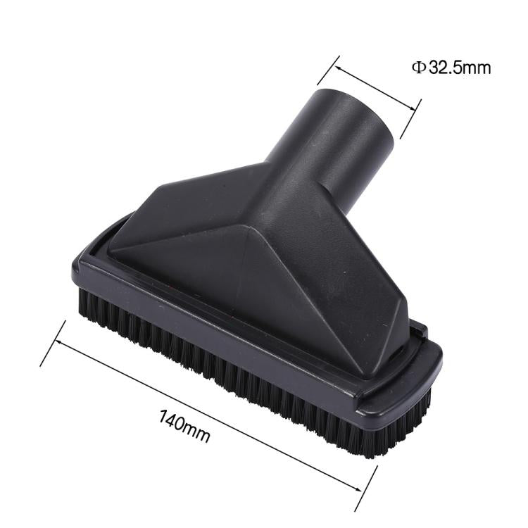 Vacuum floor brush head with wide bristle strip, size label, black