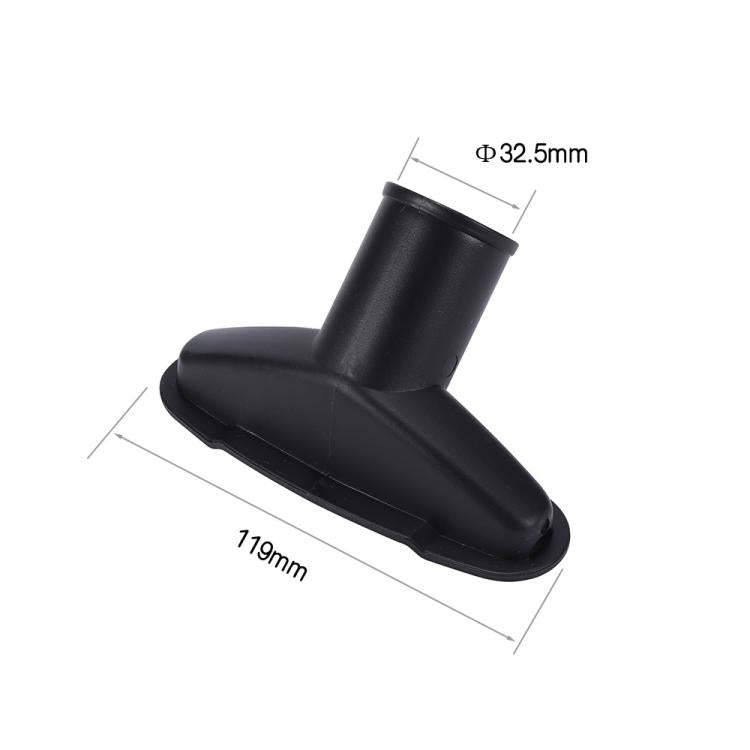 Vacuum combination tool head with bristle strip and size label, black attachment