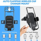 Auto-clamping wireless car charger mount with one-touch release phone cradle