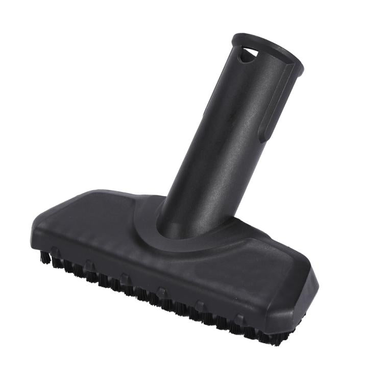 Black handheld steam cleaner brush head with bristle strip and upright connector