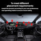 Snail-shaped car phone mount base placement on dashboard with red position markers