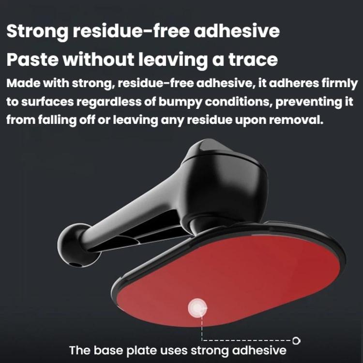 Snail-shaped car phone mount base with residue-free adhesive plate, black and red pad