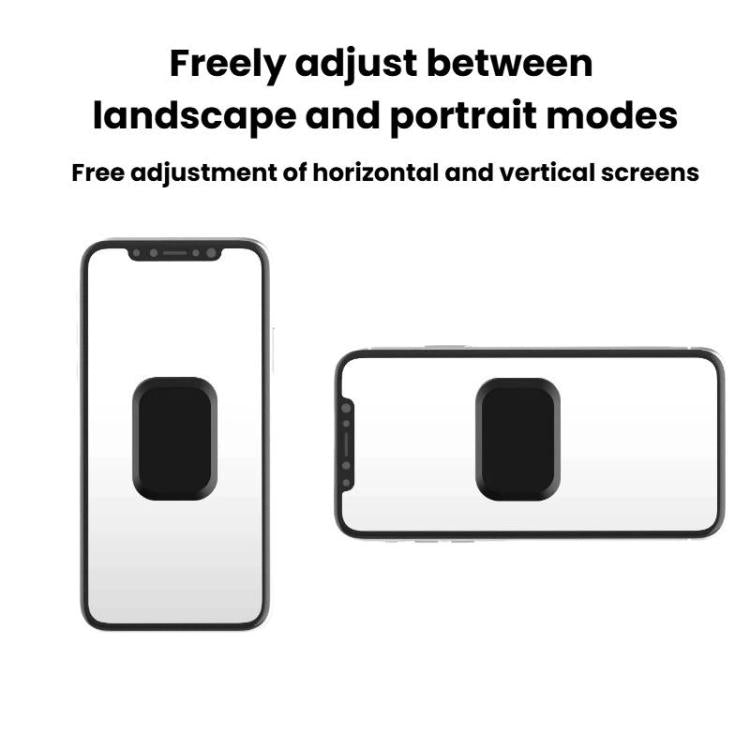 Square magnetic phone mount head holding a phone in portrait or landscape