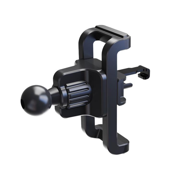 In-line clip car phone mount with adjustable arm and ball-style control, black