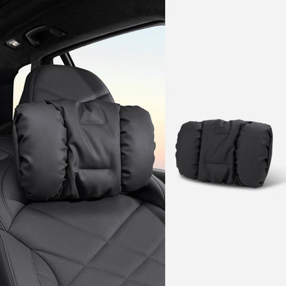 Car headrest neck pillow with lumbar cushion, dark gray padded set