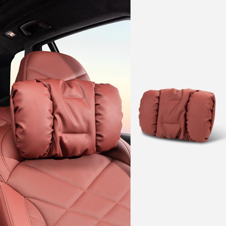 Car headrest neck pillow with lumbar cushion, red padded set
