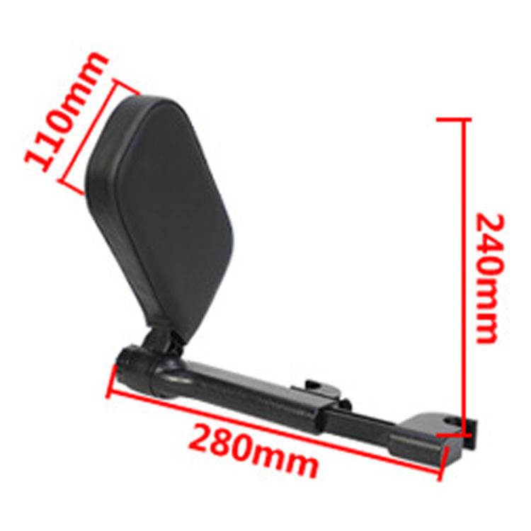 Car neck support pillow with size markings; dark gray cushion on side mount pole