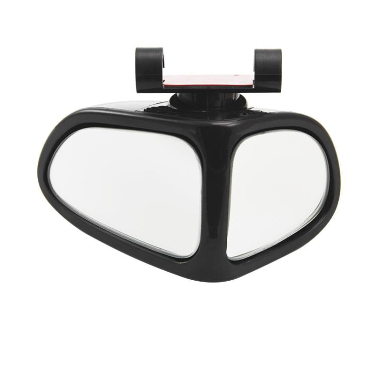 Black 360-degree blind spot assist mirror with dual-oval wide-angle reflectors