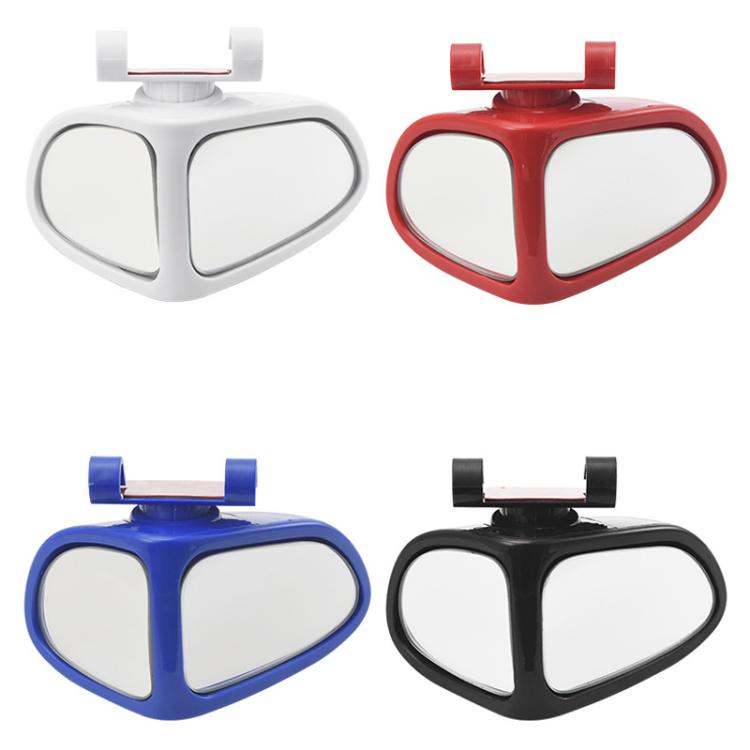 Assorted blind spot assist mirrors in white, red, blue, and black dual-oval designs