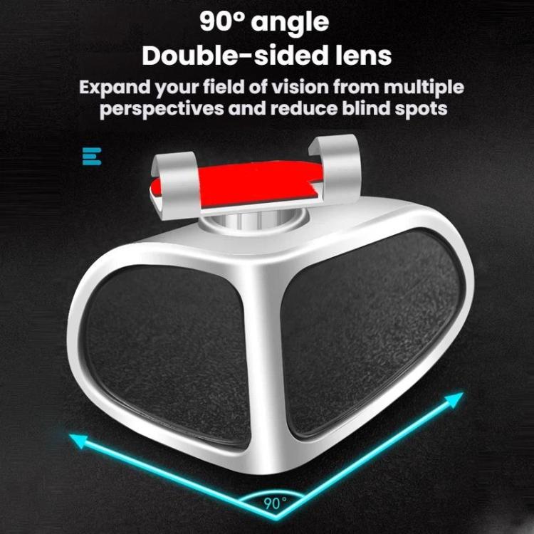 White double-sided wide-angle blind spot mirror with two lenses