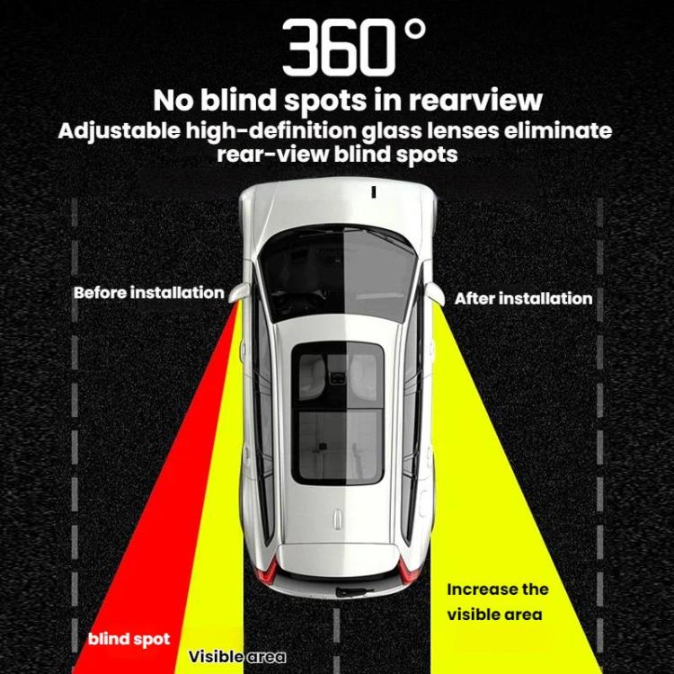 White 360° blind spot assist mirror with adjustable wide-view lenses