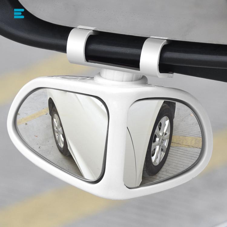 White mounted blind spot mirror with two wide-angle viewing lenses