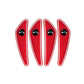Set of four red car door corner anti-scratch mirror protectors, curved edge