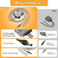 DC boost power converter kit with aluminum regulator module and rubber-insulated cable leads