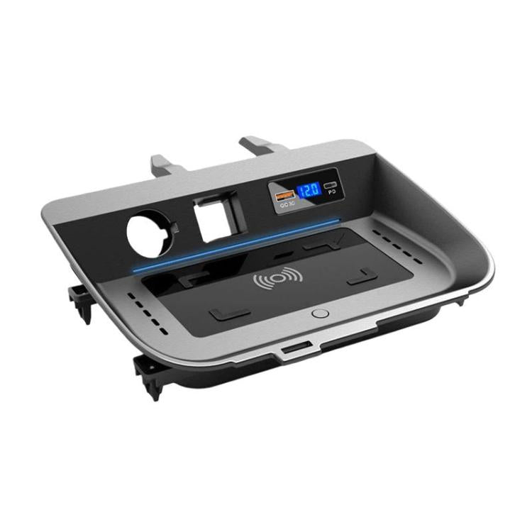 Dual wireless car charger base with digital display, left and right 15W charging pads