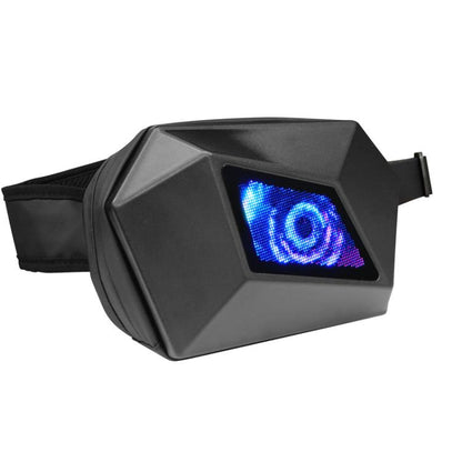Black motorcycle shoulder bag with blue LED front display panel