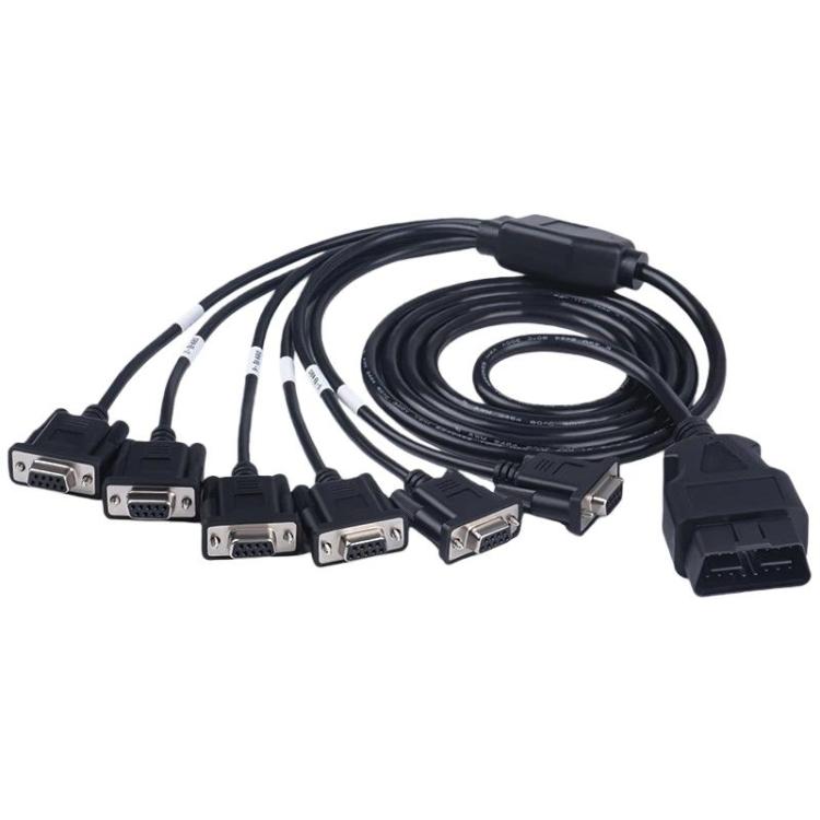 OBD2 to 6 DB9 female adapter cable with OBD connector and multiple DB9 ports