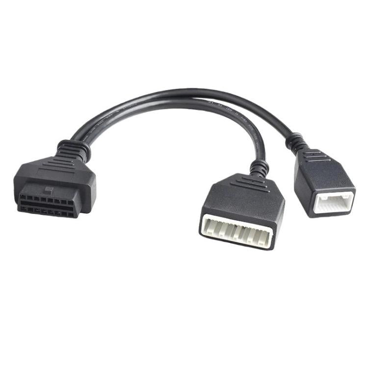 Nissan gateway adapter cable with three connector ends and black wiring harness