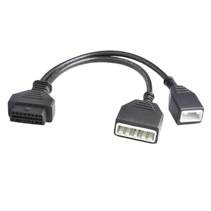 Nissan gateway adapter cable with three connector ends and black wiring harness