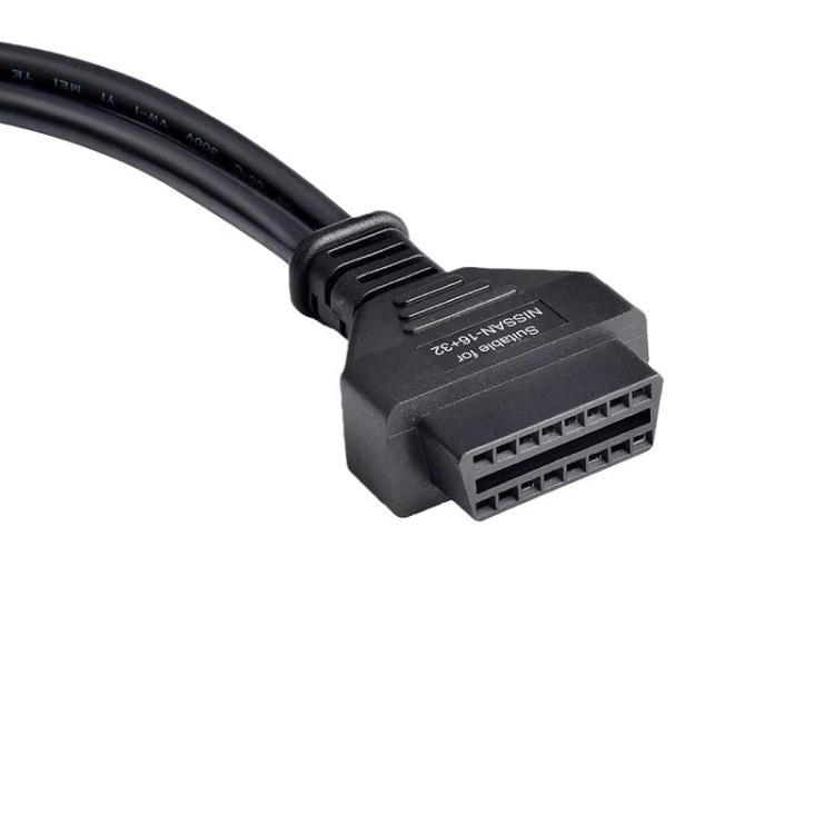 Nissan gateway adapter connector with label text and multi-pin interface, black cable